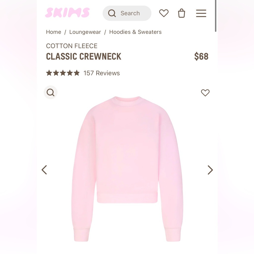 Skims cherry blossom pink crewneck sweatshirt - NWT size small, Limited Edition